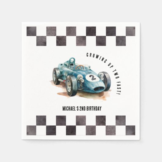 2速い誕生日レースカー スタンダードカクテルナプキン (正面)