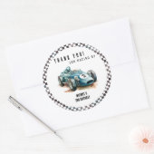 2速い誕生日レースカー ラウンドシール (封筒)