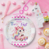 2速く成長！ピンクレースカー2nd誕生日 ペーパープレート (パーティー)