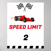 2速スピード制限標識を上げるカーレース ポスター (正面)
