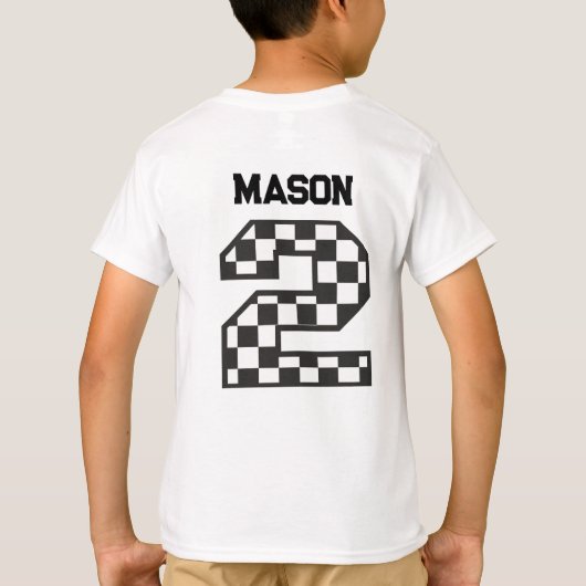 2速パーソナライズされた速おもしろい誕生日レース Tシャツ (裏面)