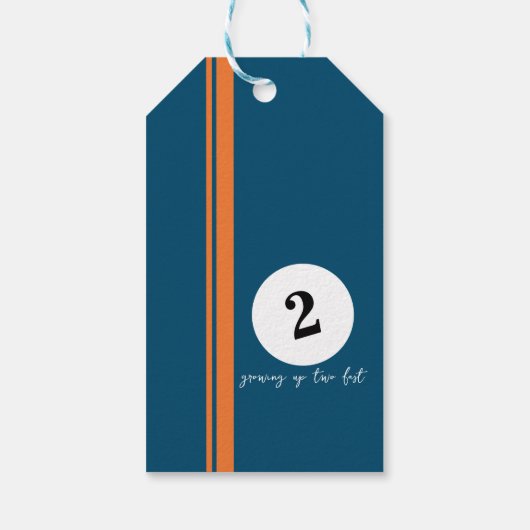 2速モダンレース車の男の子2nd誕生日 ギフトタグ (裏面)