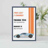 2速モダンレース車の男の子2nd誕生日 サンキューカード (スタンド正面)