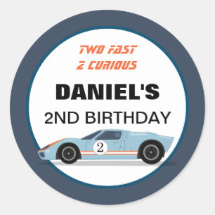 2速モダンレース車の男の子2nd誕生日 ラウンドシール