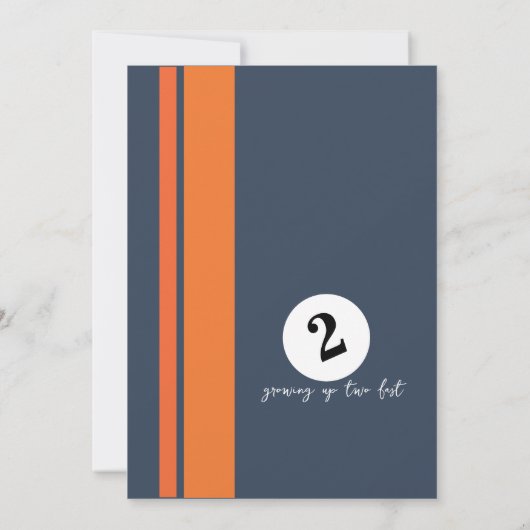 2速モダンレース車の男の子2nd誕生日 招待状 (裏面)