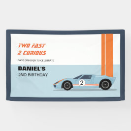 2速モダンレース車の男の子2nd誕生日 横断幕