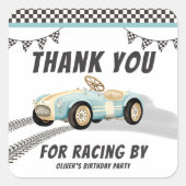 2速レースカーボーイ2nd誕生日パーティーありがとう スクエアシール (正面)