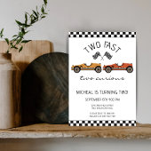 2速2つの好奇心レースカー第2誕生日 招待状