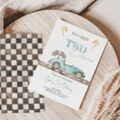 2速2つの好奇心レースカー誕生日招待状 招待状