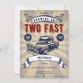 2速2位の誕生日ボーイカーヴィンテージレース 招待状 (正面)