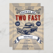 2速2位の誕生日ボーイカーヴィンテージレース 招待状 (正面/裏面)