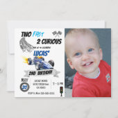 2速2好奇心フォトレースカー2nd誕生日 招待状 (正面)