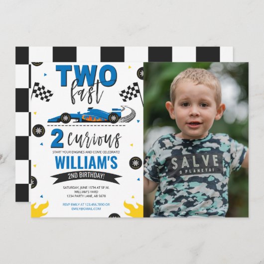 2速2枚の好奇心に満ちた青い写真 招待状 (正面/裏面)