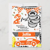 2速2番目の誕生日パーティーオレンジレースカーパーティー 招待状 (正面)
