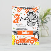 2速2番目の誕生日パーティーオレンジレースカーパーティー 招待状 (スタンド正面)