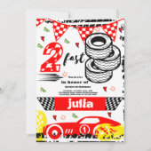 2速2番目の誕生日パーティー赤いレースカーパーティー 招待状 (正面)