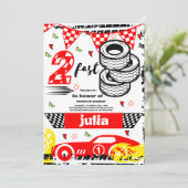 2速2番目の誕生日パーティー赤いレースカーパーティー 招待状 (スタンド正面)