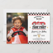 2速2番目の誕生日レーシングカーボーイパーティー写真 招待状 (正面)