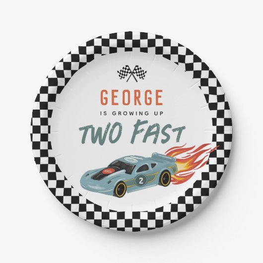 2速2番目の誕生日 – ホットカーパーティー ペーパープレート (正面)