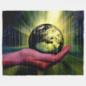 2進法の神の手 フリースブランケット (正面(横))