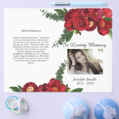 2重の赤い牡丹の葬儀プログラム チラシ (シングル)