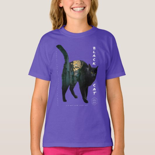 2重露出効果 – 黒猫 Tシャツ (正面)