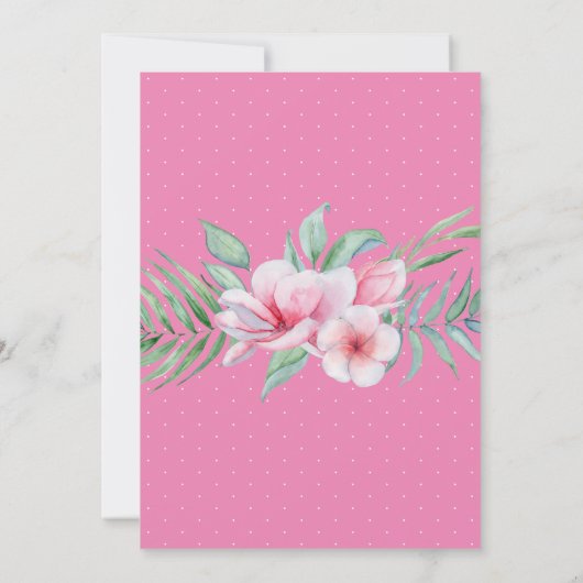 2野生かわいいトロピカルエレファントピンク誕生日 招待状 (裏面)