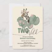 2野生のかわいいキリン動物2nd誕生日パーティー 招待状 (正面)