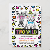2野生のサファリ動物2ndバースデーヒョウ印刷 招待状 (正面)
