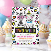 2野生のサファリ動物2ndバースデーヒョウ印刷 招待状