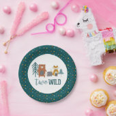 2野生ウッドランドアニマルセカンド誕生日 ペーパープレート (パーティー)