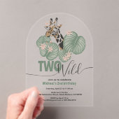 2野生ジャングルキリン動物2nd誕生日パーティー アクリル招待状 (インサイチュ (ポータブル))