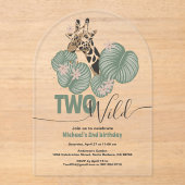 2野生ジャングルキリン動物2nd誕生日パーティー アクリル招待状 (正面)