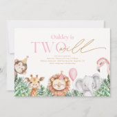 2野生パーティー動物誕生日招待状 招待状 (正面)