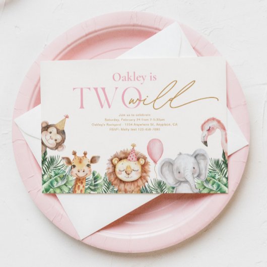 2野生パーティー動物誕生日招待状 招待状