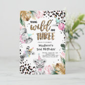 2野生ヒョウ印刷サファリ動物誕生日Inv 招待状 (スタンド正面)