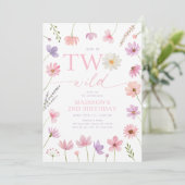 2野生ピンクパープルワイルドフラワーズセカンド誕生日 招待状 (スタンド正面)