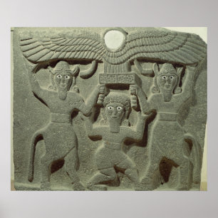 2間のGilgameshを描写するレリーフ、浮き彫り ポスター