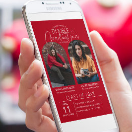 2院生アーチ型写真卒業 招待状