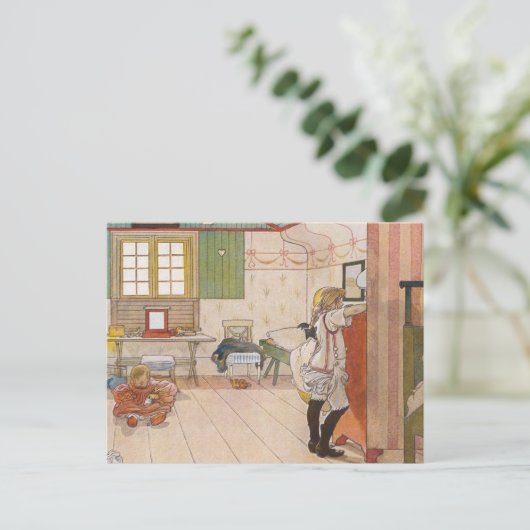 2階の屋根裏のベッドルームとベビー姉妹。 ポストカード (スタンド正面)