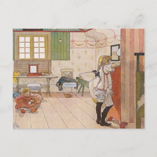 2階の屋根裏のベッドルームとベビー姉妹。 ポストカード (正面)