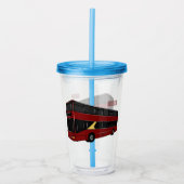 2階建てのバス漫画イラストレーション アクリルタンブラー (正面)