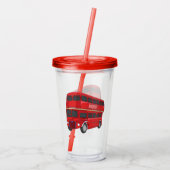 2階建てのバス漫画イラストレーション アクリルタンブラー (裏面)