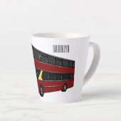 2階建てのバス漫画イラストレーション カフェラテマグ (右アングル)