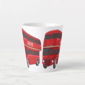 2階建てのバス漫画イラストレーション カフェラテマグ (正面)