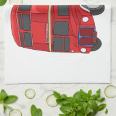 2階建てのバス漫画イラストレーション キッチンタオル (折り畳み)