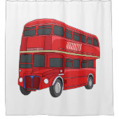 2階建てのバス漫画イラストレーション シャワーカーテン (正面)