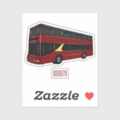 2階建てのバス漫画イラストレーション シール (シート)