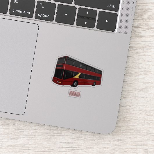 2階建てのバス漫画イラストレーション シール (詳細)