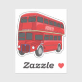 2階建てのバス漫画イラストレーション シール (シート)